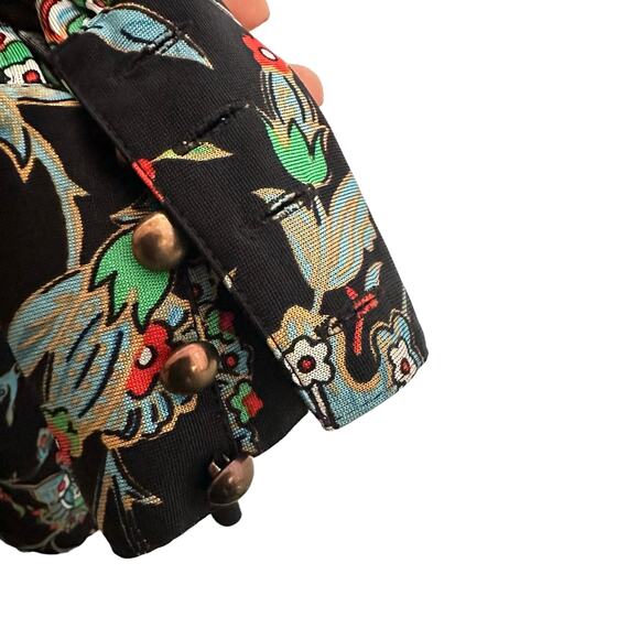 Nieves Lavi Dress Anthropologie Black Floral Print Silk Whimsigoth Mini Size 0 - Picture 7 of 7